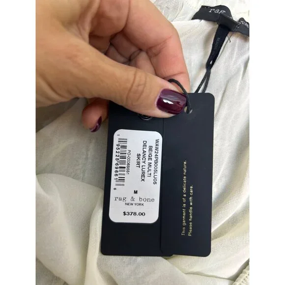 NWT Rag & Bone Delaney Witchy Boho Whimsigoth Metallic Navy Beige Maxi Skirt M - Picture 8 of 12